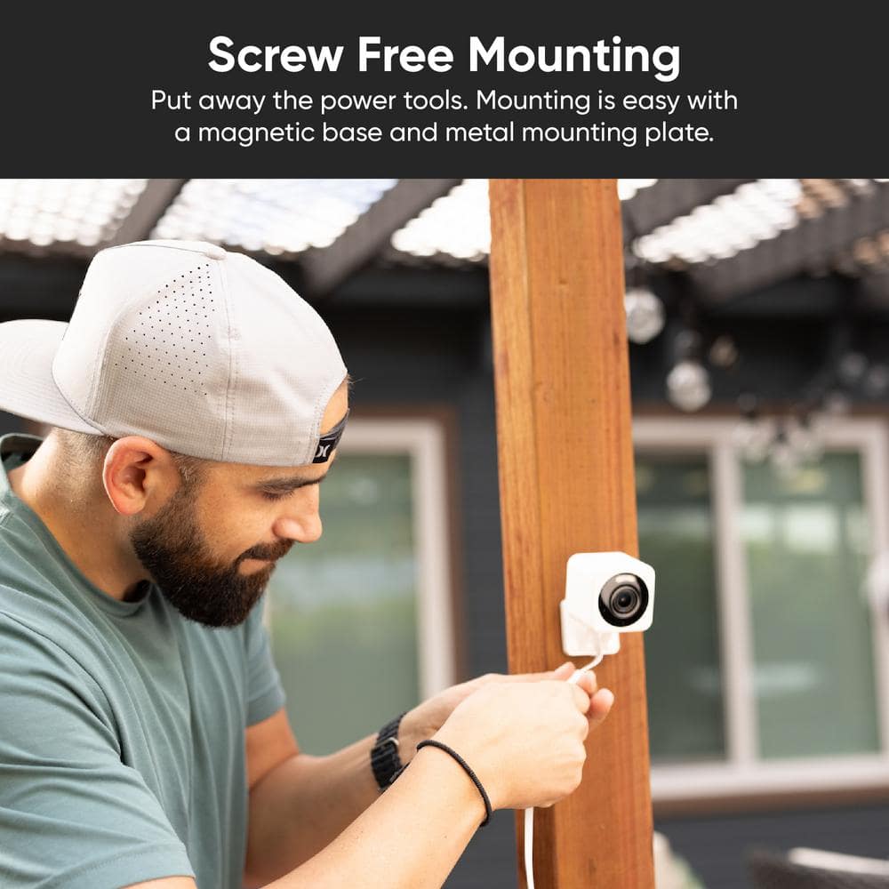 Wyze Cam v4 Wi-Fi 2.5K QHD Indoor/Outdoor Plug-In Smart Home Security Camera, Color Night Vision, 2-Way Audio (White)