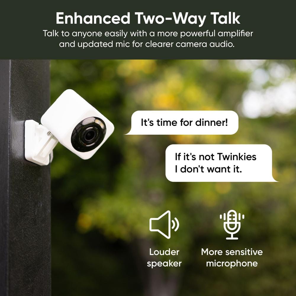 Wyze Cam v4 Wi-Fi 2.5K QHD Indoor/Outdoor Plug-In Smart Home Security Camera, Color Night Vision, 2-Way Audio (White)