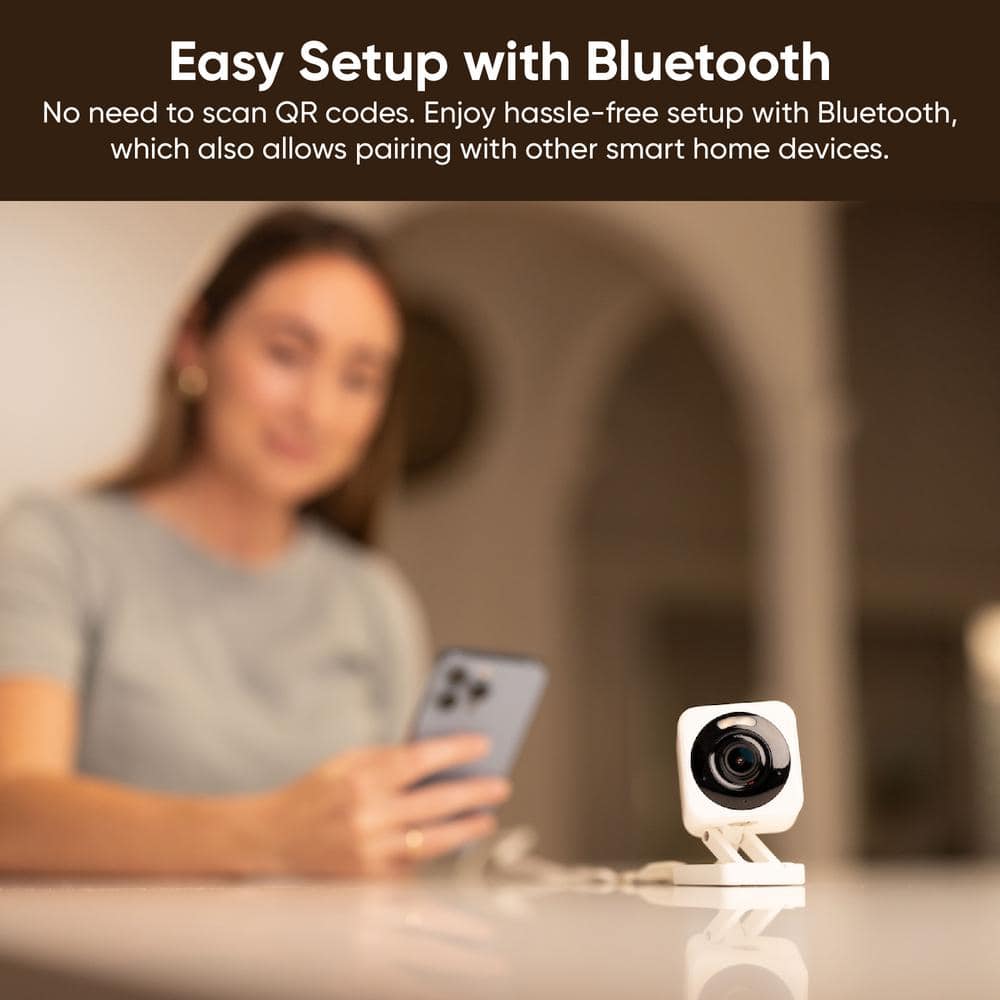 Wyze Cam v4 Wi-Fi 2.5K QHD Indoor/Outdoor Plug-In Smart Home Security Camera, Color Night Vision, 2-Way Audio (White)