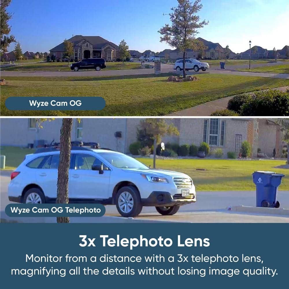 Wyze Cam OG Telephoto Indoor/Outdoor 1080p Wi-Fi Smart Home Security Camera with 3X Optical Zoom and Color Night Vision
