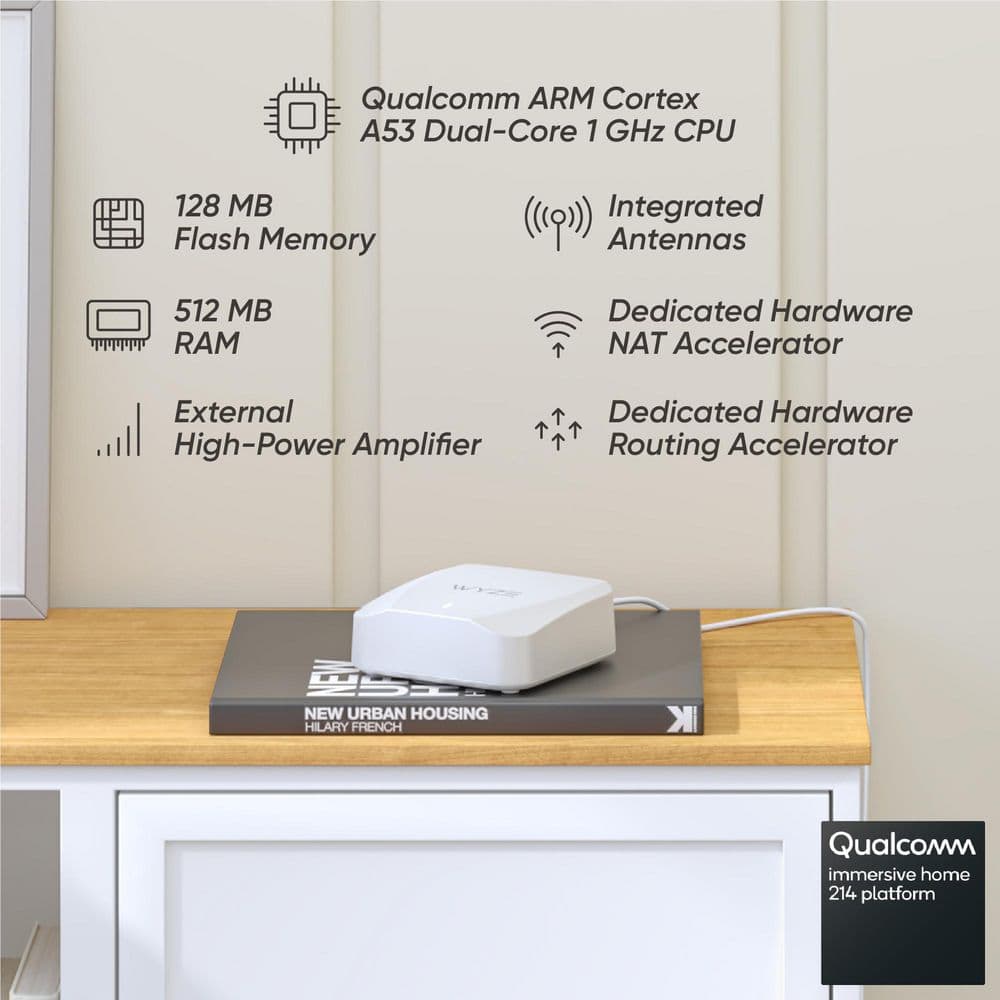 Wyze AX3000 Dual-Band Wi-Fi 6 Mesh Router, 1500 sq. ft. Coverage, Replaces Router+Extender, w/Wired Backhaul, 2x 1Gb ports