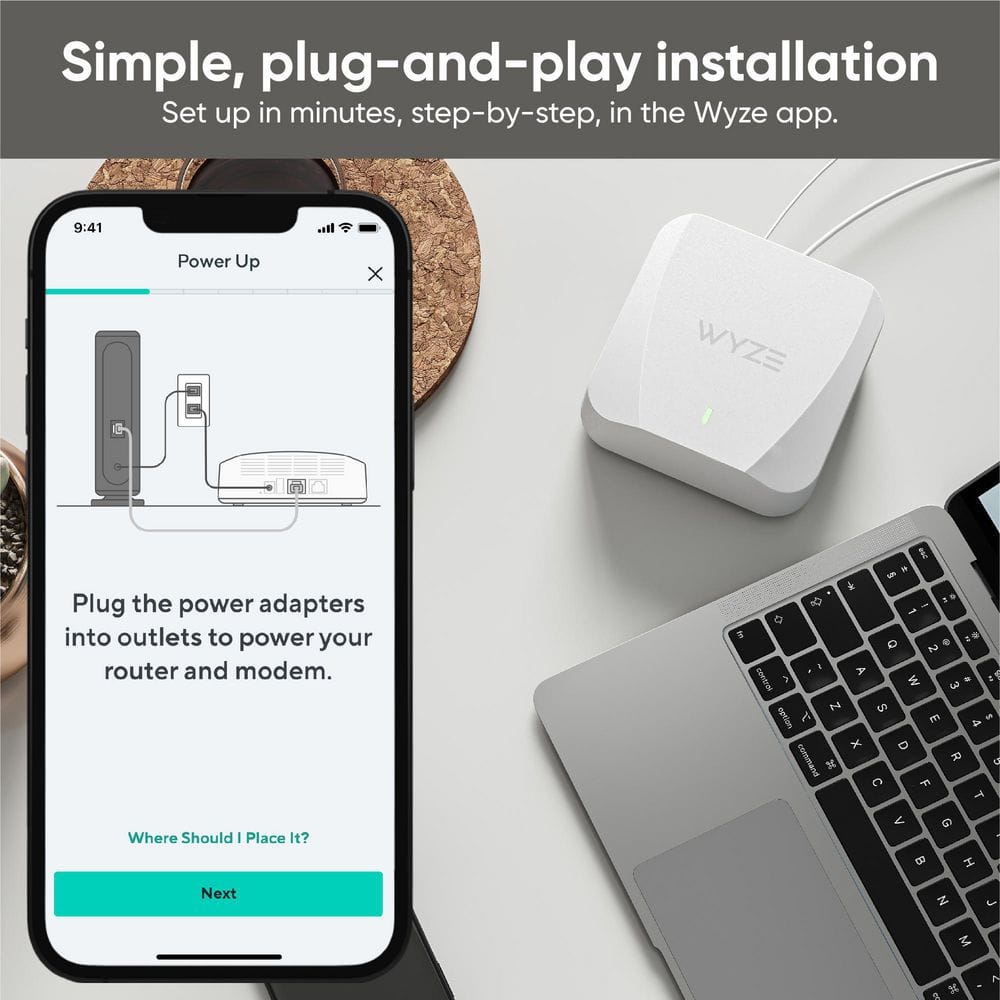 Wyze AX3000 Dual-Band Wi-Fi 6 Mesh Router, 1500 sq. ft. Coverage, Replaces Router+Extender, w/Wired Backhaul, 2x 1Gb ports
