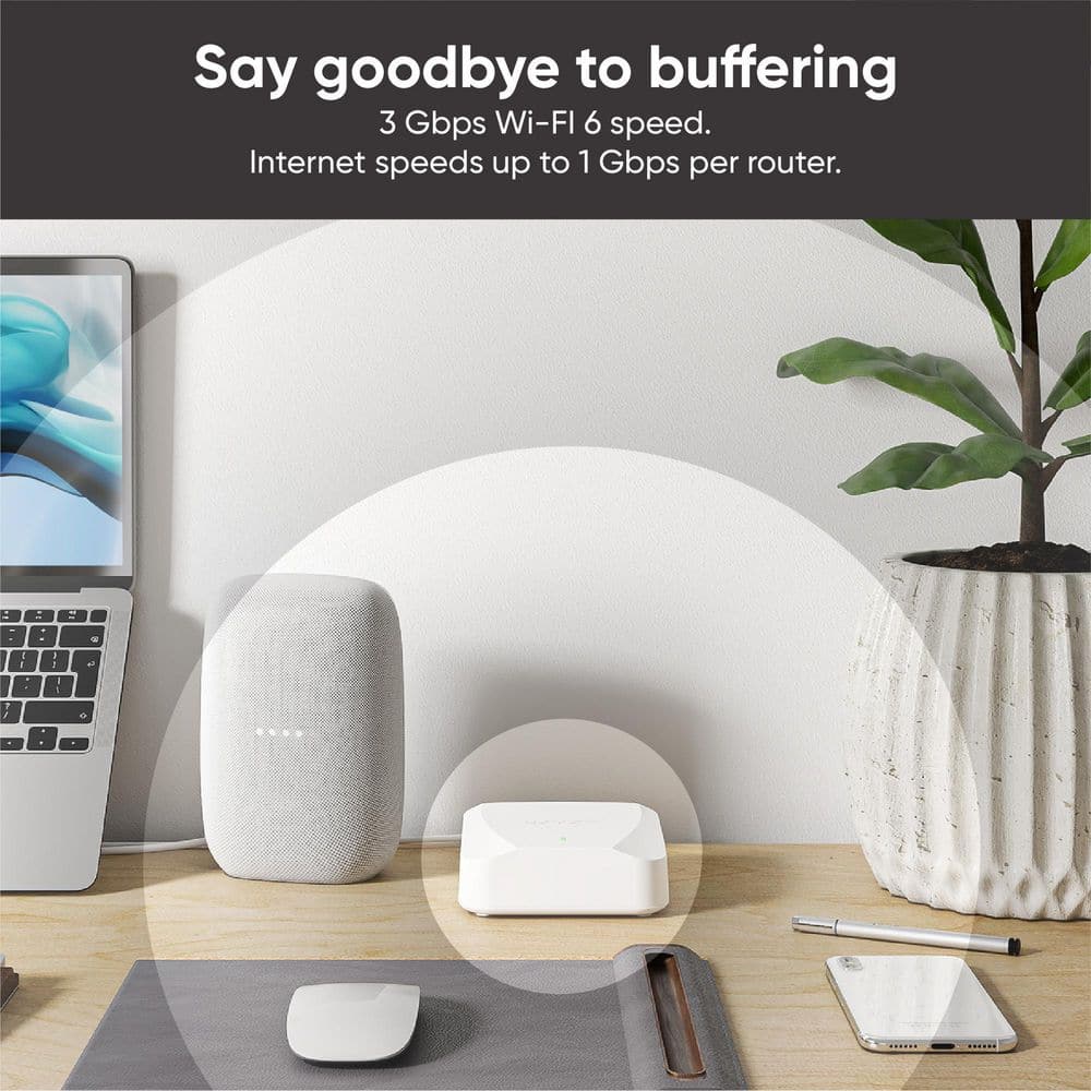 Wyze AX3000 Dual-Band Wi-Fi 6 Mesh, Covers 3000 Sq. ft, Replaces Router +Extender, Wired Backhaul, 2x 1 Gbps ports (2-pack)