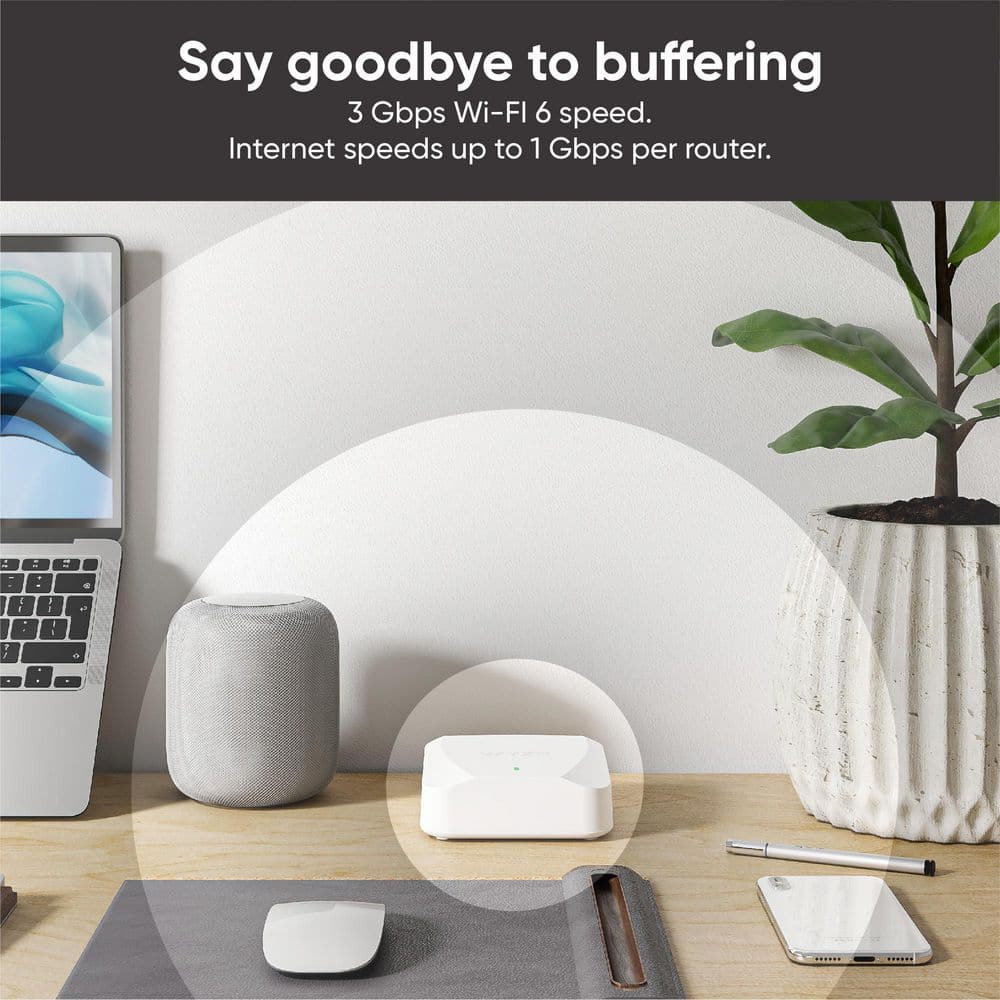 Wyze AX3000 Dual-Band Wi-Fi 6 Mesh, Covers 3000 Sq. ft, Replaces Router +Extender, Wired Backhaul, 2x 1 Gbps ports (2-pack)