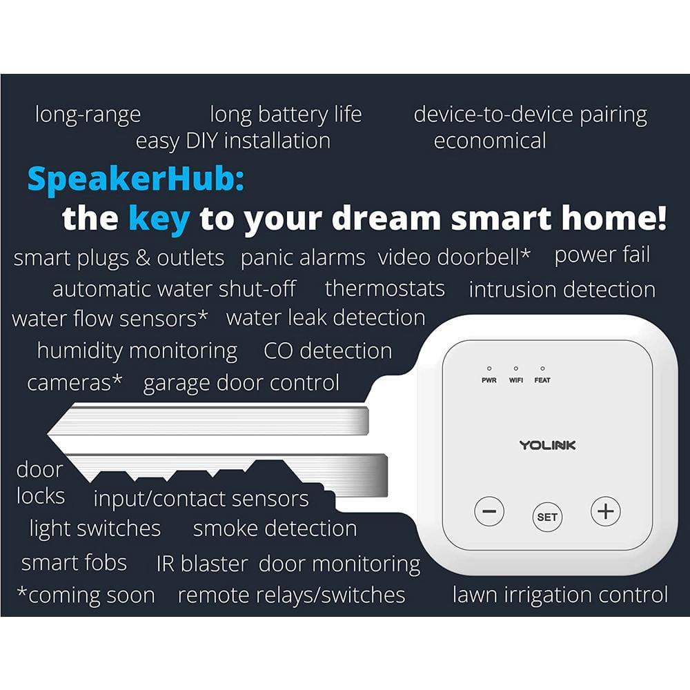 YoLink Smart Home Speaker Hub, Plays Tones/Alarms and Your Text-to-Speech Custom Messages, Voice Announcements
