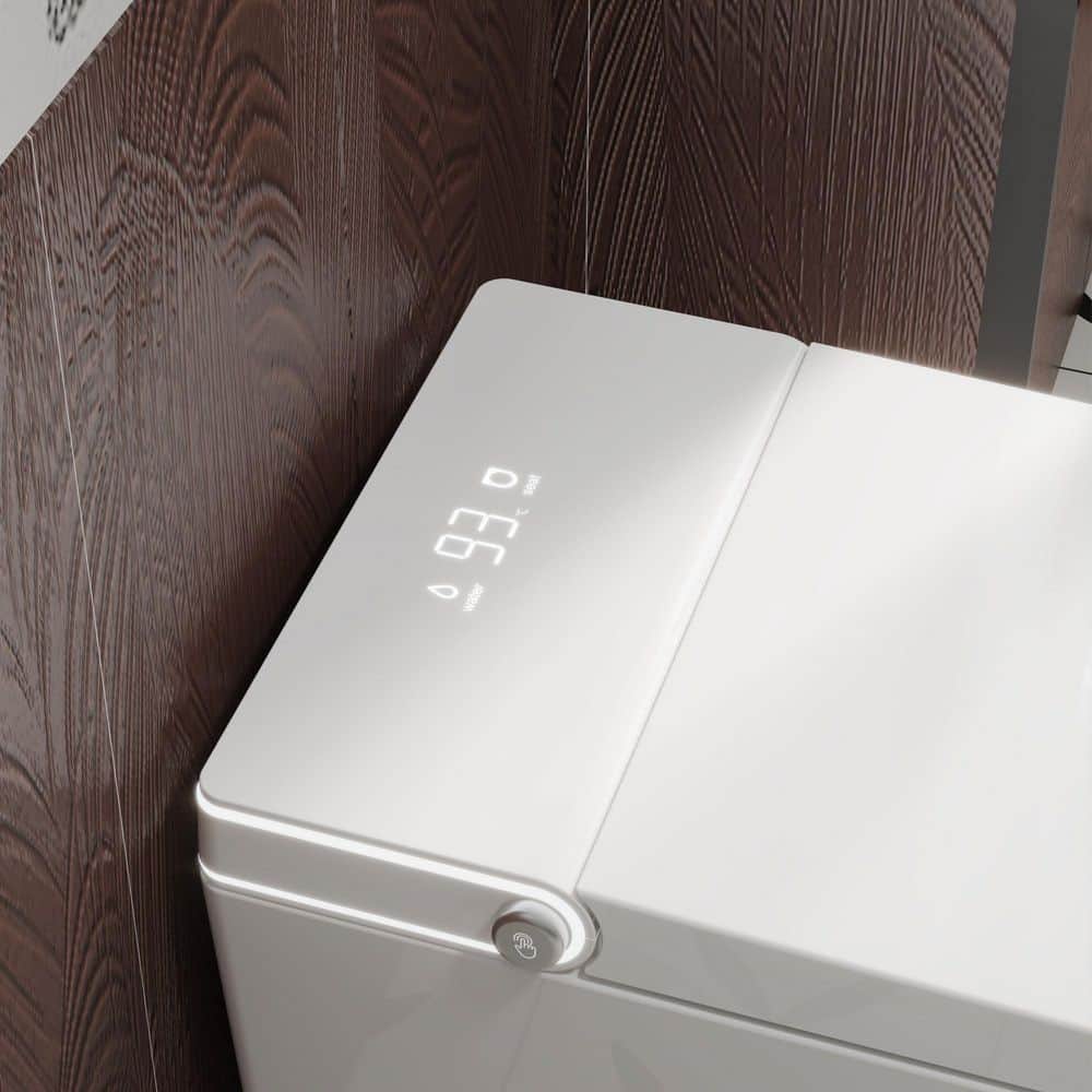 yulika Elongated 1.28 GPF Smart Bidet Toilet with Built-in Foot Sensor and Heated Seat