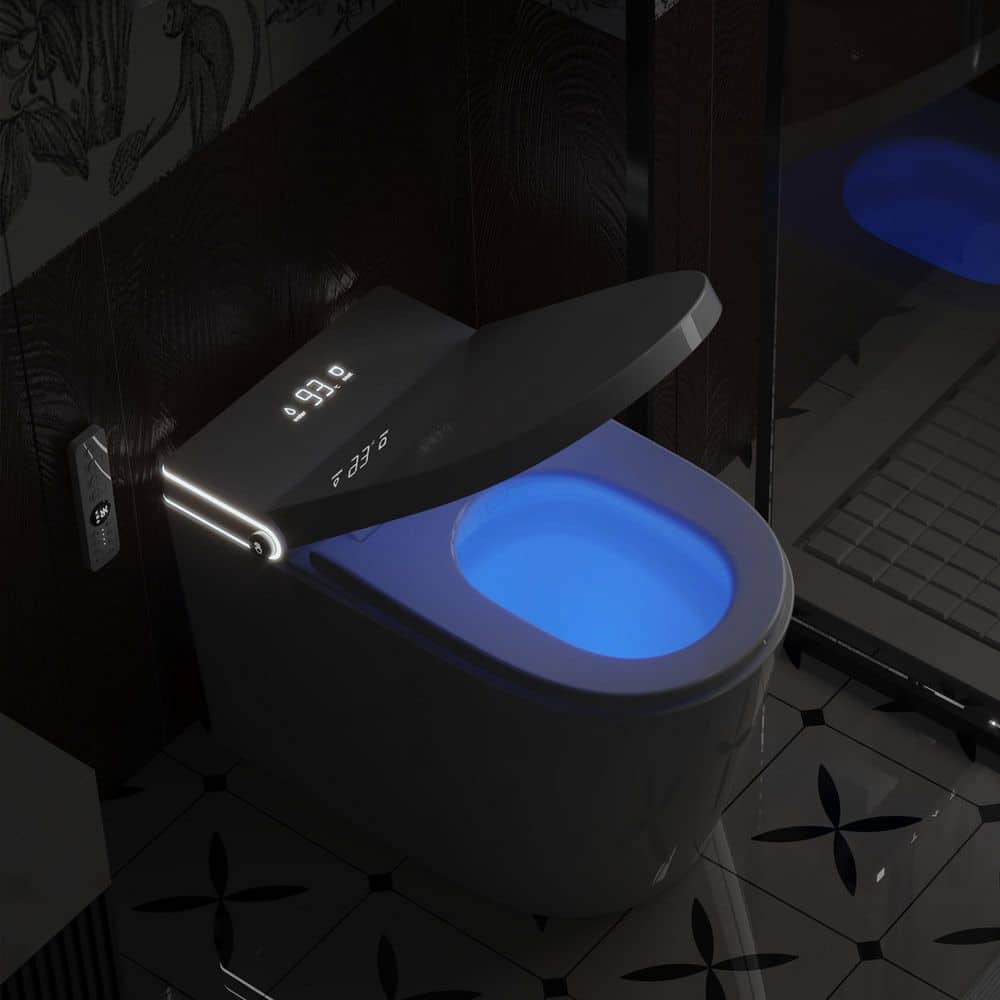 yulika Elongated 1.28 GPF Smart Bidet Toilet with Built-in Foot Sensor and Heated Seat