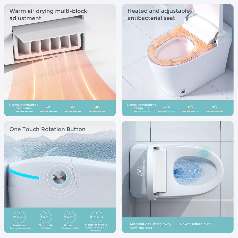 Yulika Smart Toilet with Bidet, Heated Seat & Remote Control