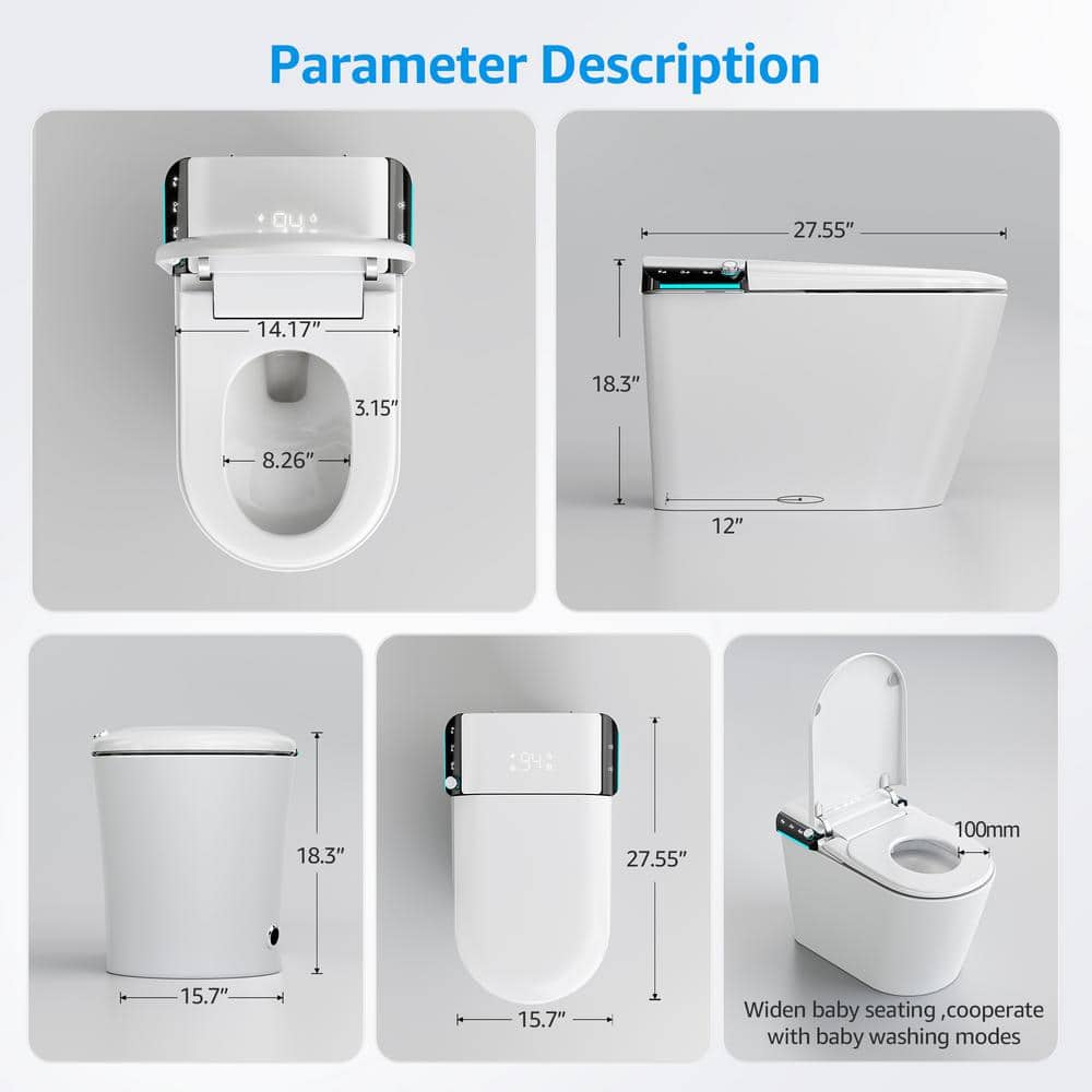 Yulika Smart Bidet Toilet with Auto Open/Close Lid, Heated Seat & LED Display