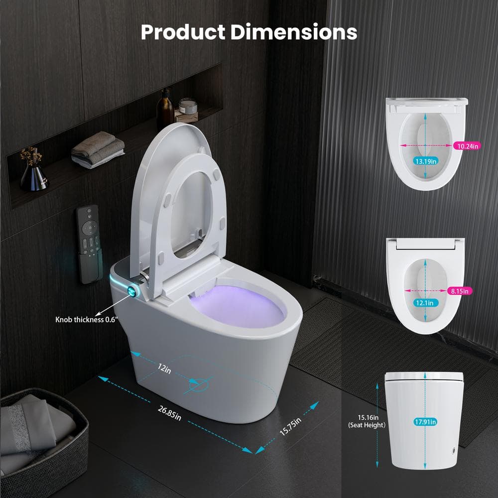 Yulika Smart Bidet Toilet - Elongated 1.28 GPF with Auto Features