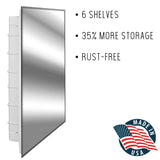 ZACA SPACECAB Nunki 16 in. x 26 in. x 3-1/2 in. Frameless Recessed 1-Door Medicine Cabinet with 6-Shelves and Beveled Edge Mirror