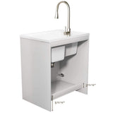 Zeafive All-in-One 30" x 22" Freestanding White Laundry Sink with Cabinet and Faucet