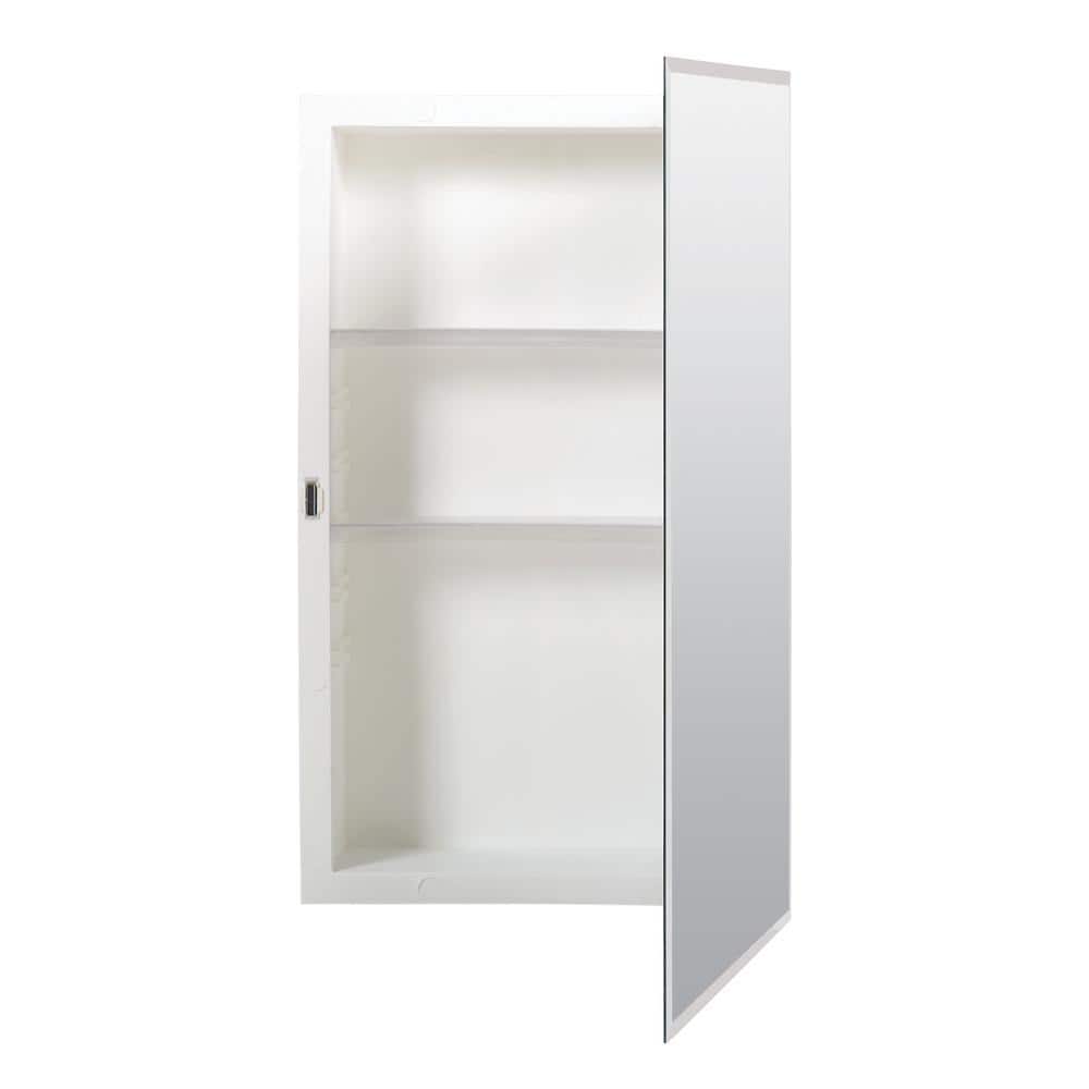 Zenith 16 in. W x 26 in. H Rectangular Recessed or Surface Mount Frameless Beveled Mirror Medicine Cabinet