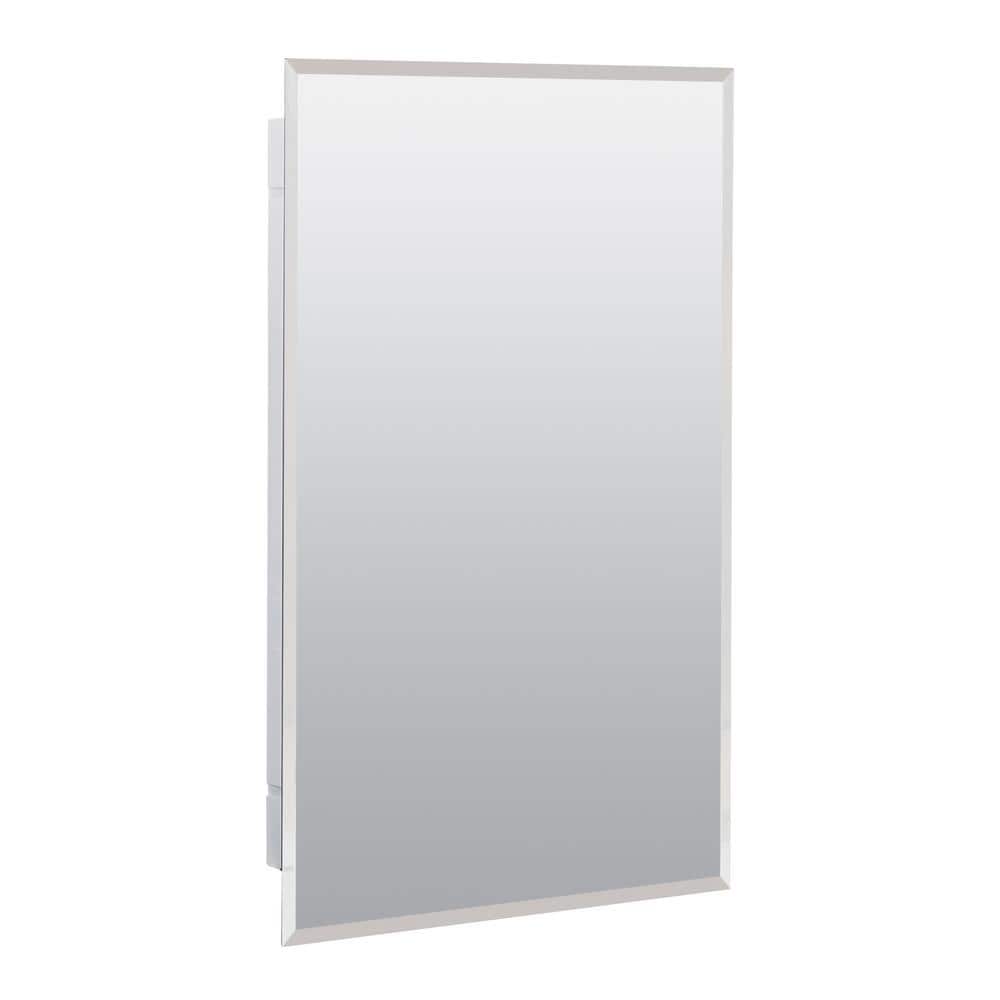 Zenith 16 in. W x 26 in. H Rectangular Recessed or Surface Mount Frameless Beveled Mirror Medicine Cabinet