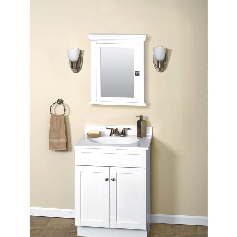 Zenith Early American 22-1/4 in. W x 27 in. H x 5-7/8 in. D Framed Surface-Mount Bathroom Medicine Cabinet in White