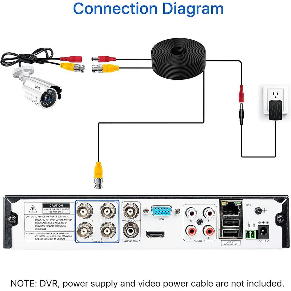 ZOSI 80 ft. Wired 2MP Outdoor Bullet Security Camera Compatible with 4-In-1 HD-CVI/TVI/AHD/960H Analog CVBS IR Night Vision