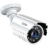 ZOSI 80 ft. Wired 2MP Outdoor Bullet Security Camera Compatible with 4-In-1 HD-CVI/TVI/AHD/960H Analog CVBS IR Night Vision