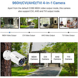 ZOSI 80 ft. Wired 2MP Outdoor Bullet Security Camera Compatible with 4-In-1 HD-CVI/TVI/AHD/960H Analog CVBS IR Night Vision