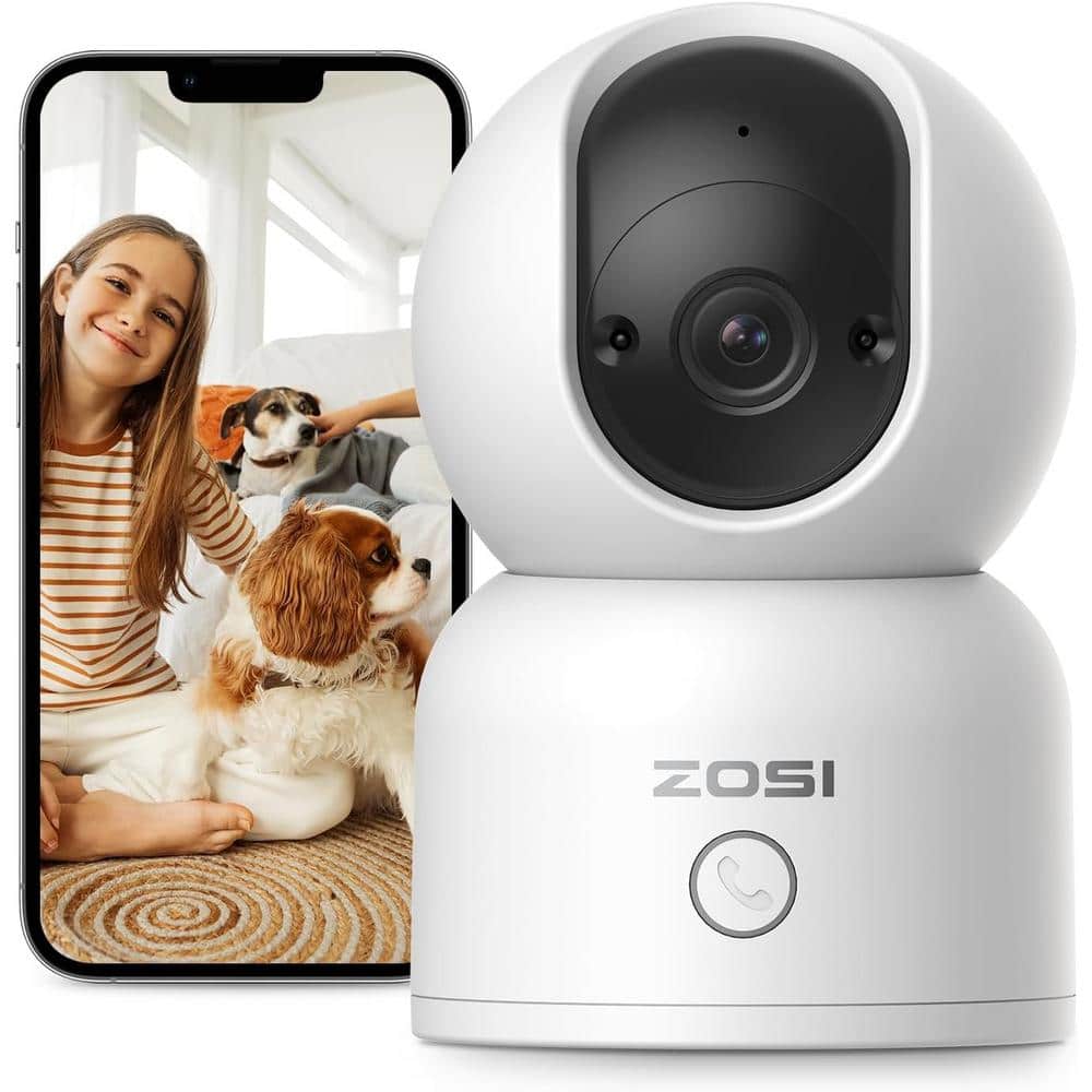ZOSI 3MP 2K PTZ WiFi Security Camera Baby Monitor, One Press Call, 2-Way Audio, Smart AI Detection, 2.4/5.0 GHZ