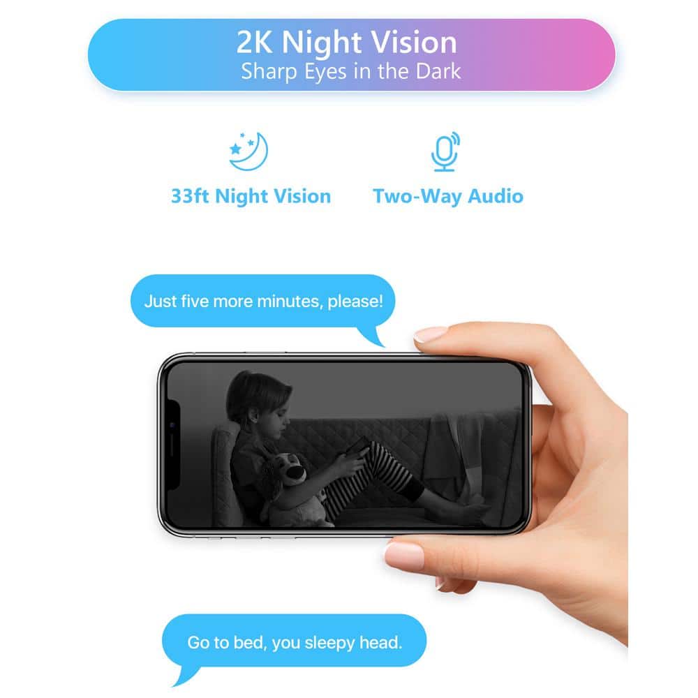 ZOSI 3MP 2K PTZ WiFi Plug-in Security Camera Baby Monitor, One Press Call, 2-Way Audio, Smart AI Detection, 2.4/5GHZ- 2 Packs