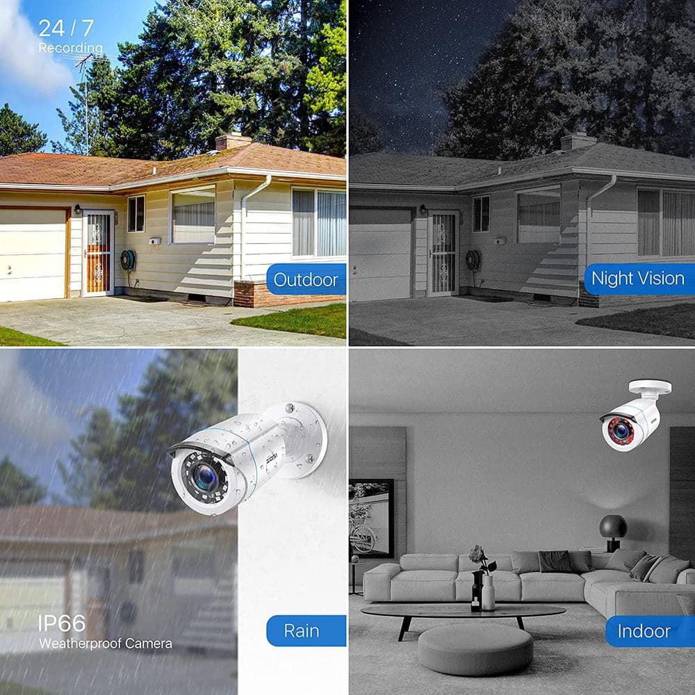 ZOSI Wired 1080p Outdoor Bullet Security Camera Only Compatible with TVI Analog DVR (4-Cameras)
