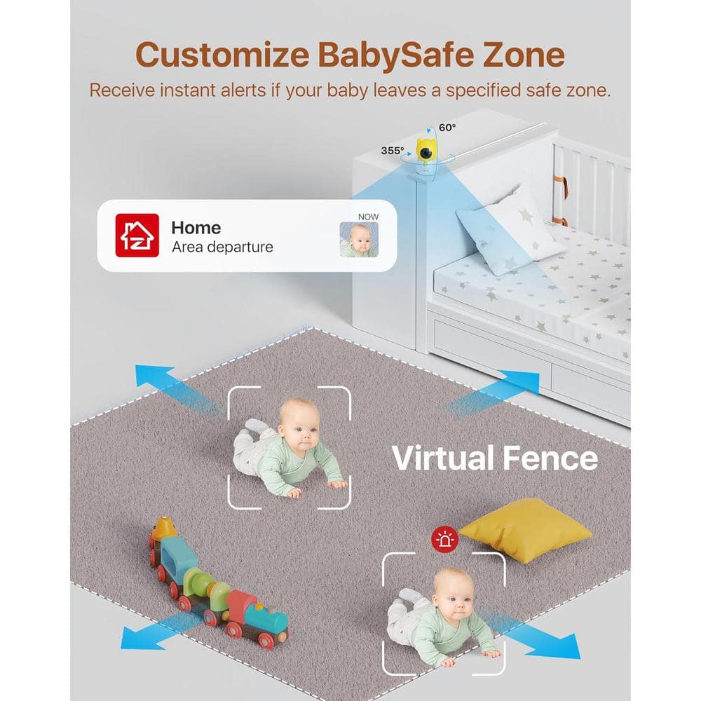 ZOSI C516 2.5K 4MP Indoor Smart Plug-in Home Security Camera with 360 Pan/Tilt, Virtual Fence, 2-Way Talk, Dual Band Wifi
