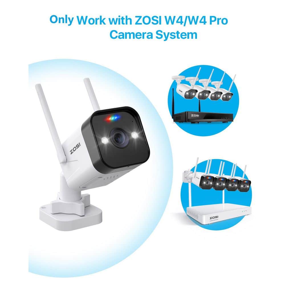ZOSI ZG1883M 3MP Wireless Add-On Security Camera Only Work with W4/W4 Pro NVR Model ZR08PU, ZR08GP