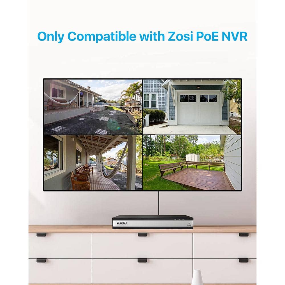 ZOSI ZG2615D ZG2615E 5MP PoE Wired IP Security Camera Only Compatible with same brand PoE NVR Mode