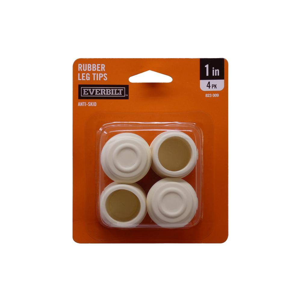 Everbilt 1 in. Off-White Rubber Leg Tips, Anti-Skid (4-Pack)