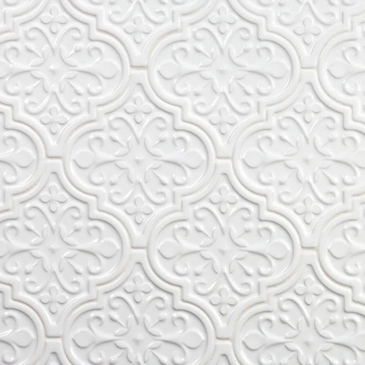 Ivy Hill Tile Vintage Florid Lantern White 6-1/4 in. x 7-1/4 in. Ceramic Wall Tile (30-Pieces, 4.8 sq. ft./Box)
