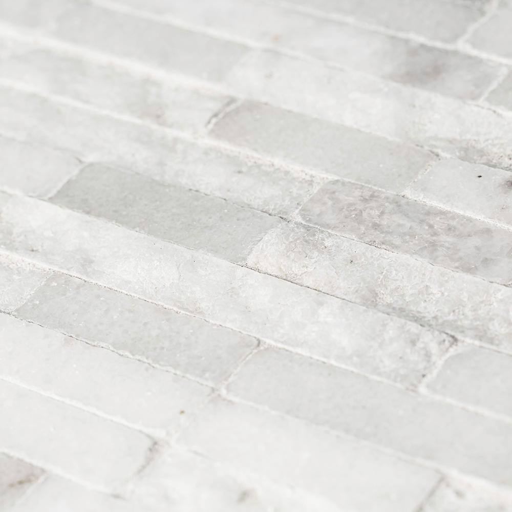 Jeffrey Court Churchill White Split Face 11.75 in. x 12.625 in. x 13 mm Splitface Textured Marble Mosaic Tile