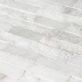 Jeffrey Court Churchill White Split Face 11.75 in. x 12.625 in. x 13 mm Splitface Textured Marble Mosaic Tile