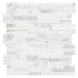 Jeffrey Court Churchill White Split Face 11.75 in. x 12.625 in. x 13 mm Splitface Textured Marble Mosaic Tile