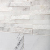 Jeffrey Court Churchill White Split Face 11.75 in. x 12.625 in. x 13 mm Splitface Textured Marble Mosaic Tile
