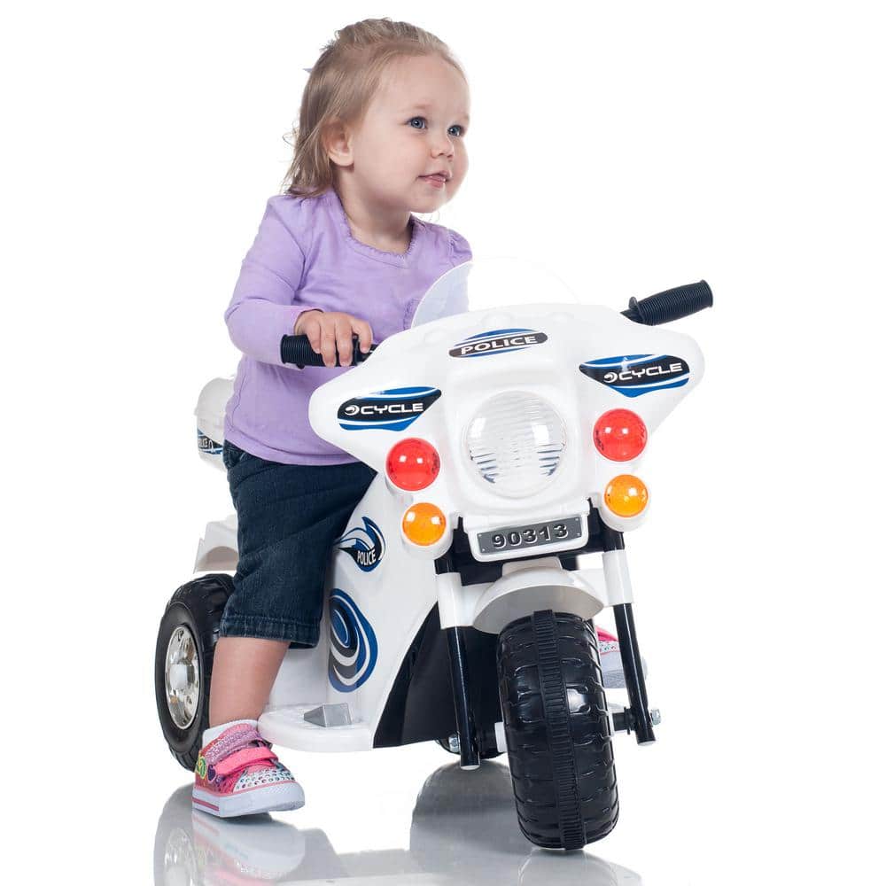 Lil Rider 3-Wheel Battery Powered Police Motorcycle in White