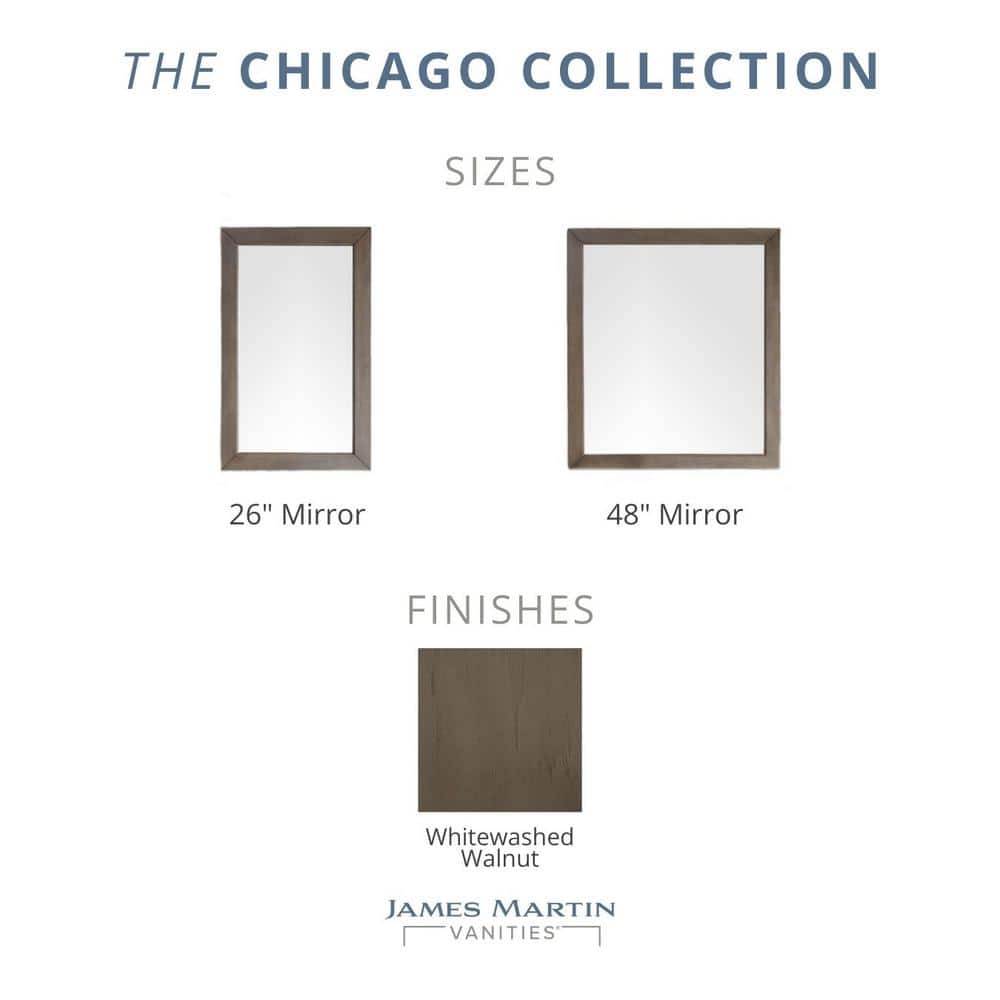 James Martin Vanities Chicago 48" x 42" Whitewashed Walnut Bathroom Vanity Mirror