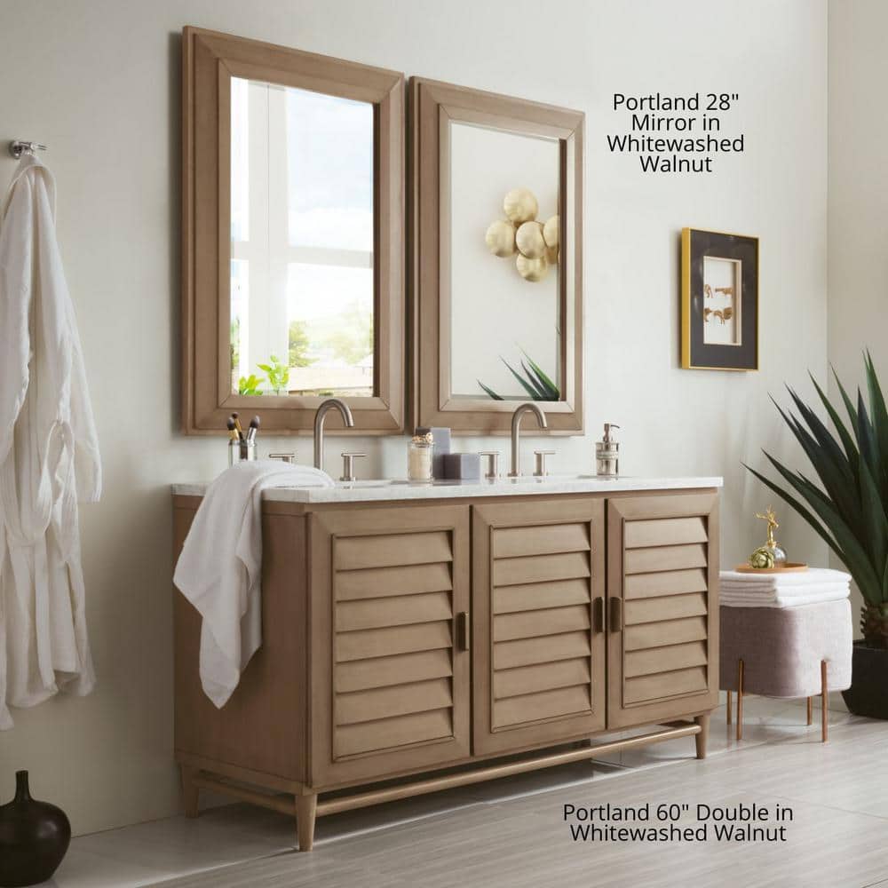 James Martin Vanities Portland 30.4" x 42" Whitewashed Walnut Rectangular Wall Mirror