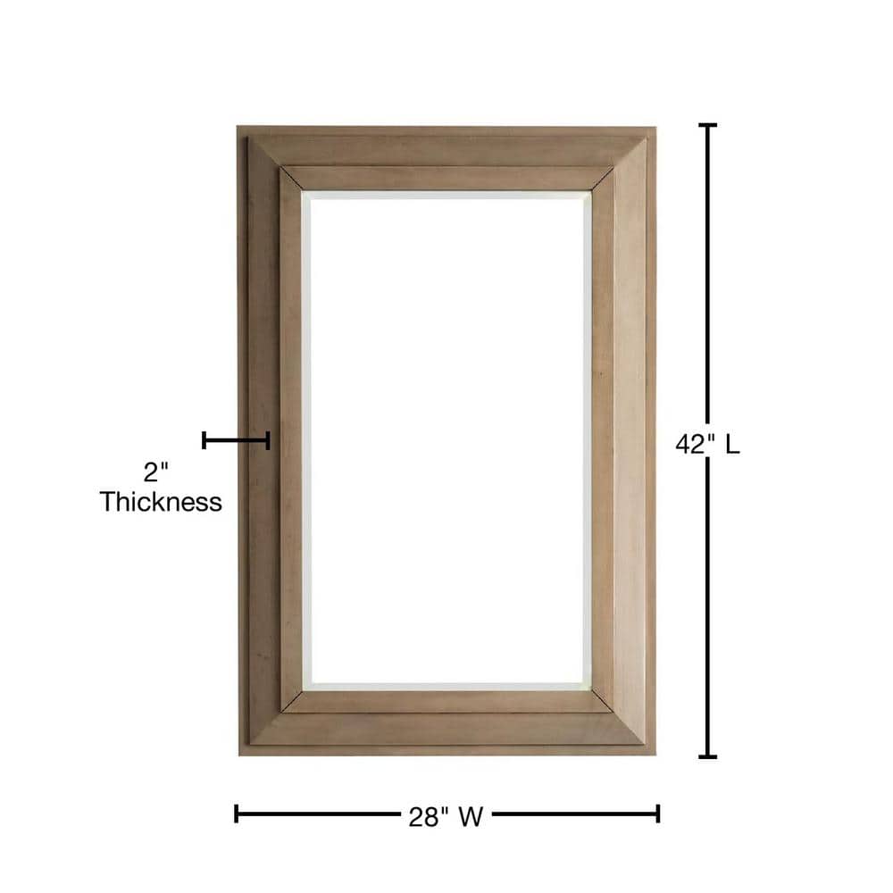 James Martin Vanities Portland 30.4" x 42" Whitewashed Walnut Rectangular Wall Mirror