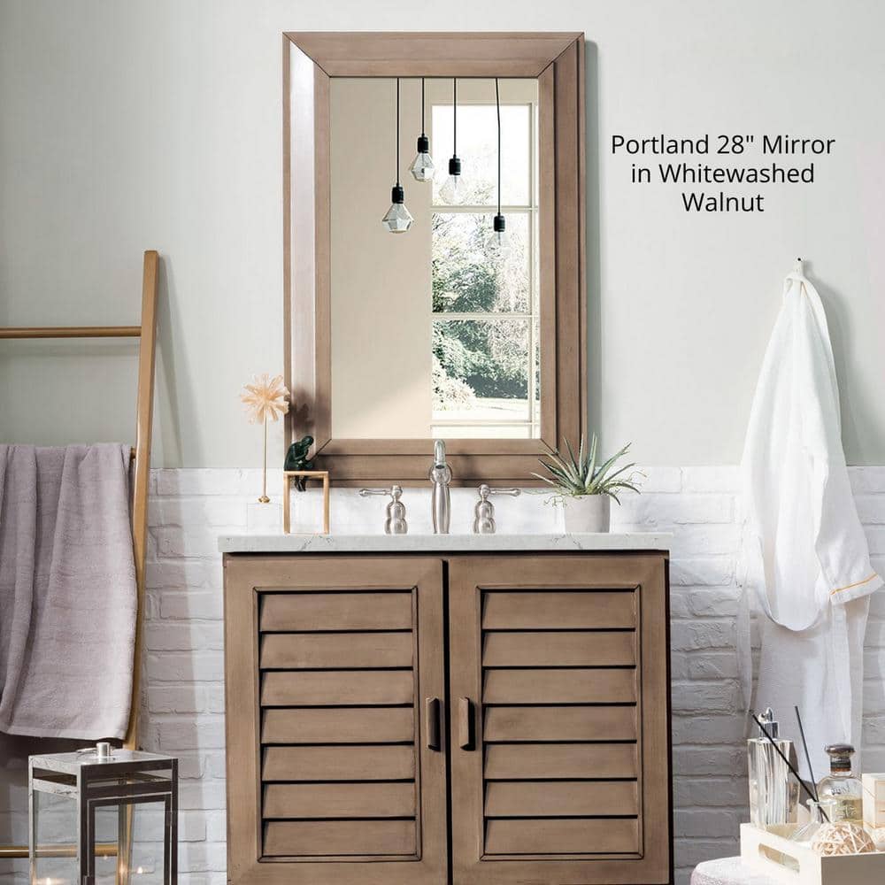 James Martin Vanities Portland 30.4" x 42" Whitewashed Walnut Rectangular Wall Mirror