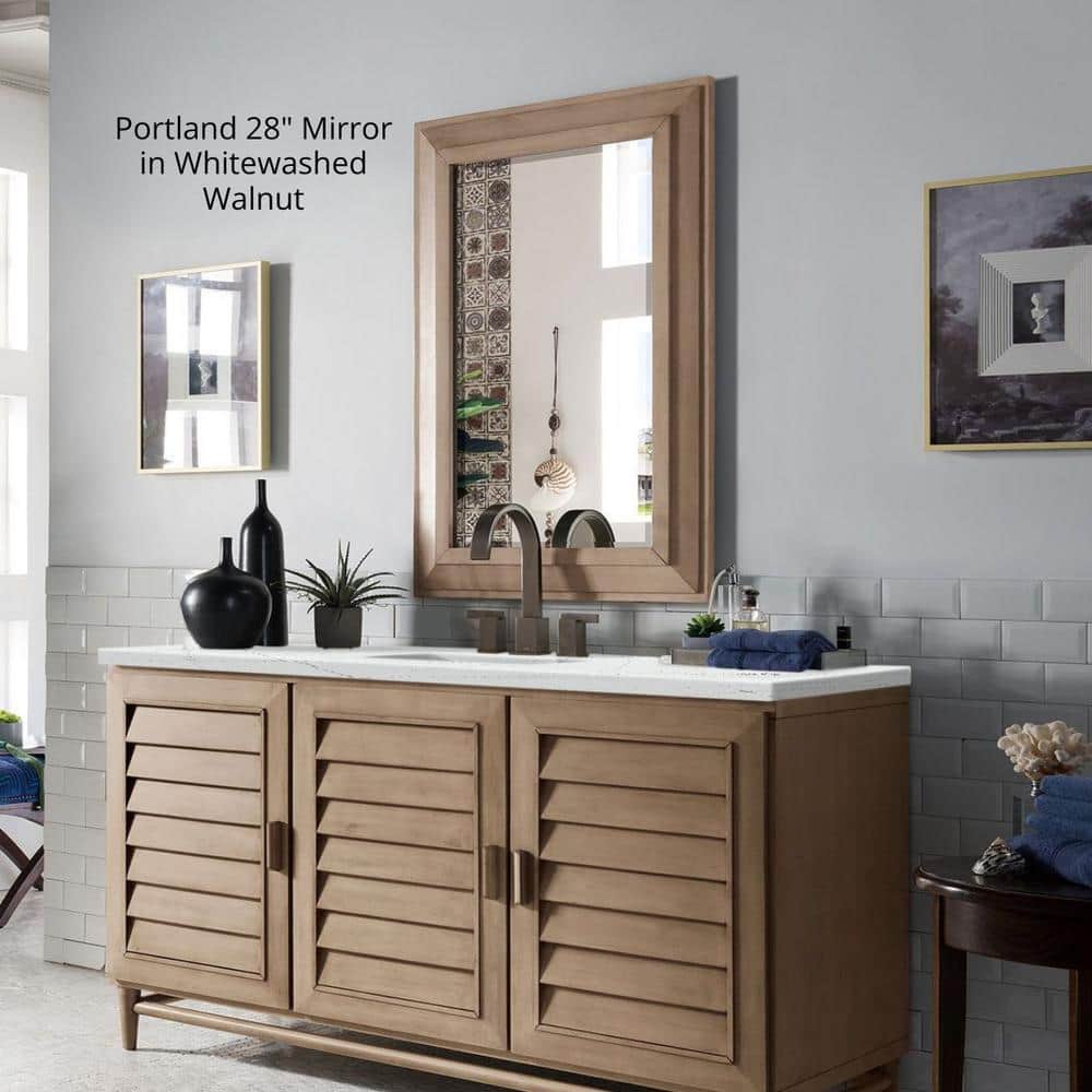 James Martin Vanities Portland 30.4" x 42" Whitewashed Walnut Rectangular Wall Mirror