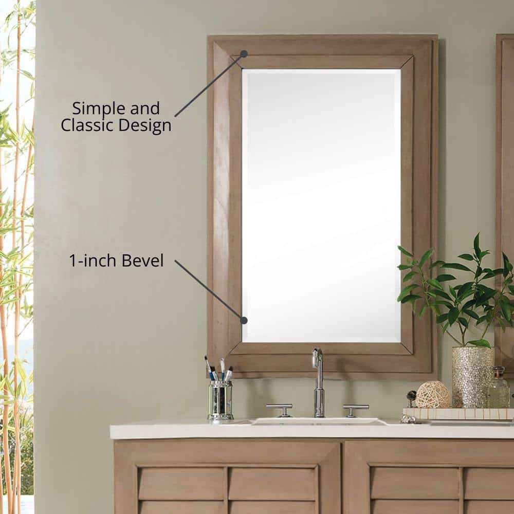 James Martin Vanities Portland 30.4" x 42" Whitewashed Walnut Rectangular Wall Mirror