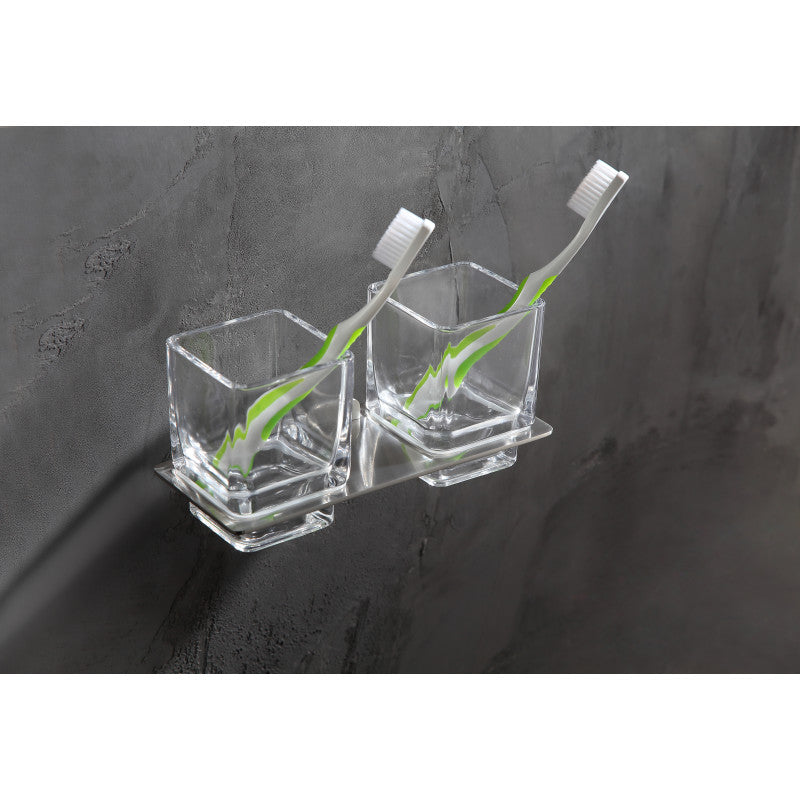 ANZZI Caster 3 Series Dual Toothbrush Holder in Brushed Nickel
