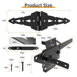 WINSOON Black Post Latch Gate Set Heavy-Duty Gate Hardware Kit