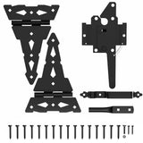 WINSOON Black Gate Hinge and Latch Set Decorative Latch Gate Kit