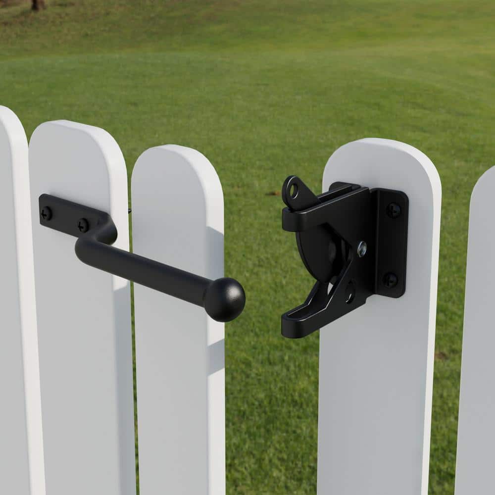 WINSOON 5.8 in. Black Heavy-Duty Self-adjusting Gravity Gate Latch