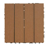 Afoxsos 1 ft. x 1 ft. Wood Brown Plastic Composite Deck Tiles Set, All-Weather Resistant, Easy to DIY and Maintain (20-Pack)