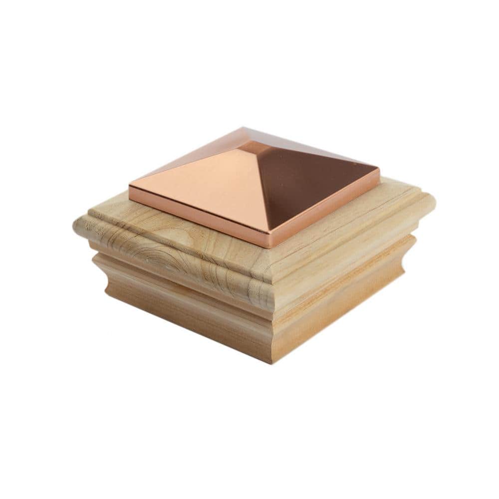 Deckorators 4 in. x 4 in. Newport Copper High Top Cedar Wood Post Cap
