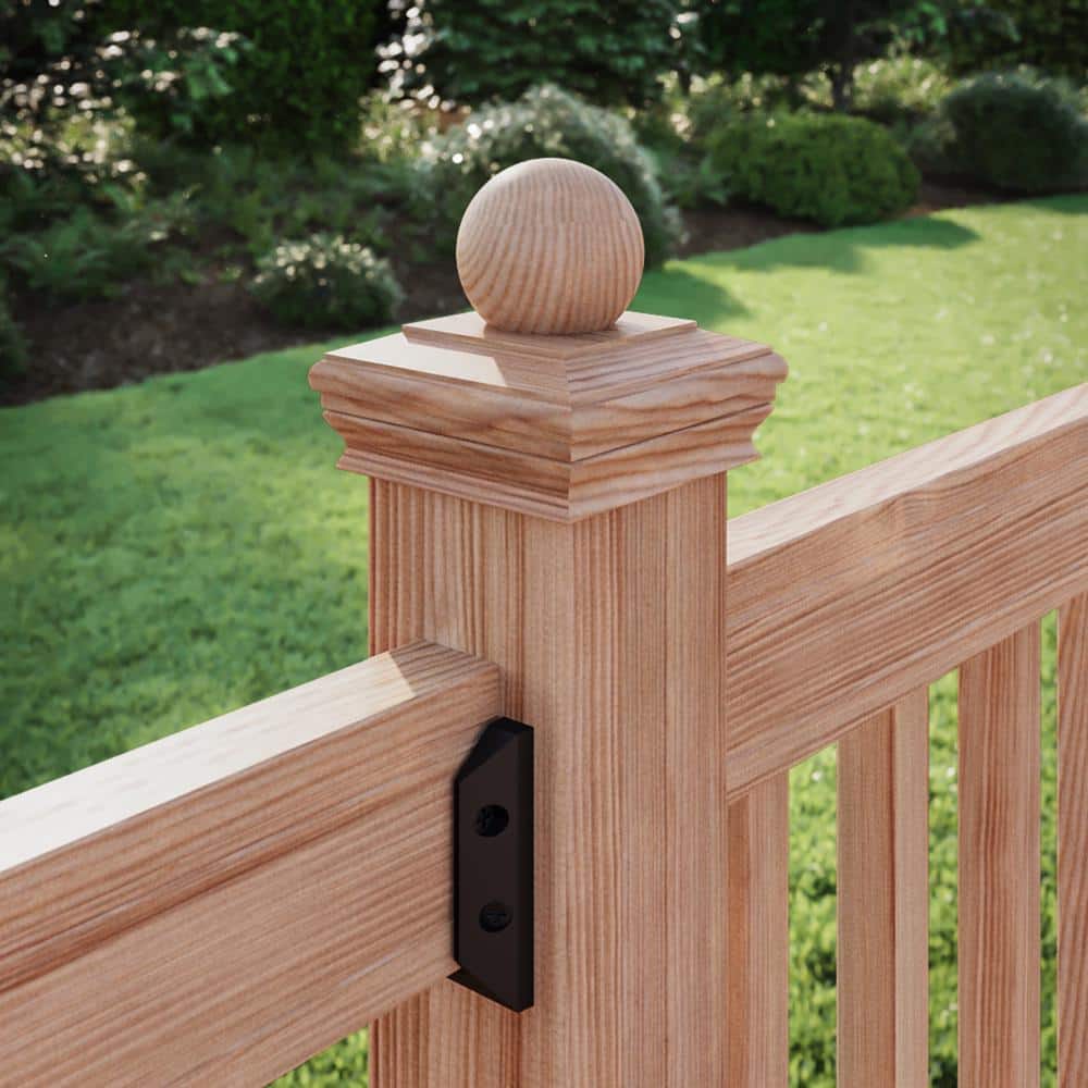 Deckorators 4 in. x 4 in. Newport Ball Top Cedar Wood Post Cap