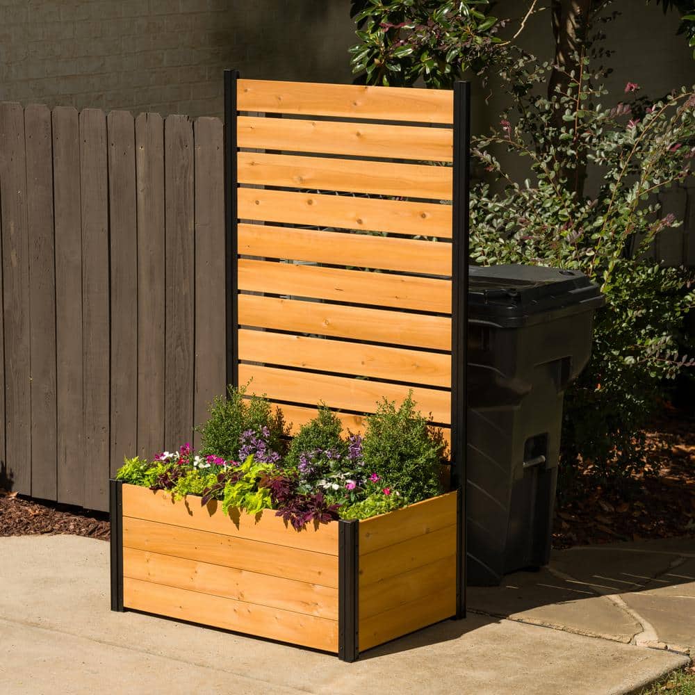 Enclo Privacy Screens Concord 6 ft. Cedar Flat Top Fence Panel with Planter Box