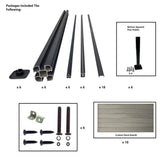 LH EP Complete Kit 6 ft. x 6 ft. Wood Grain Castle Gray WPC Composite Fence Panel w/Bottom Squared Holders Post Kits (5 set)